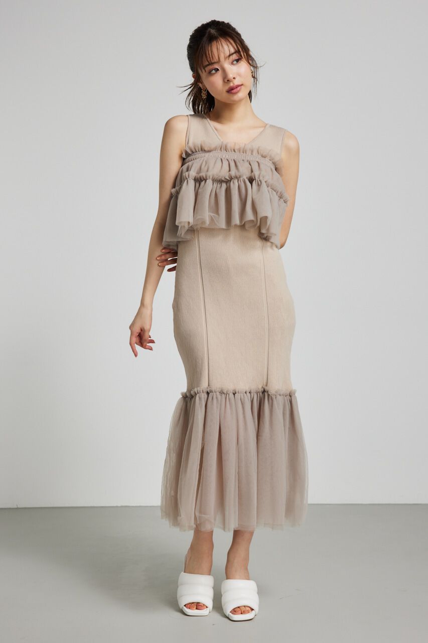 rienda「many wayチュールペプラムset Knit OP」|ワンピース|