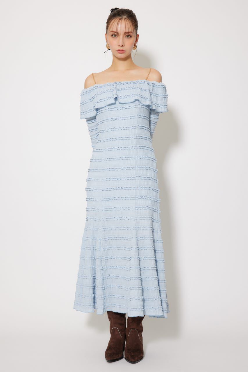 rienda「レースカットオフショルワンピース」|ワンピース|L/BLU1