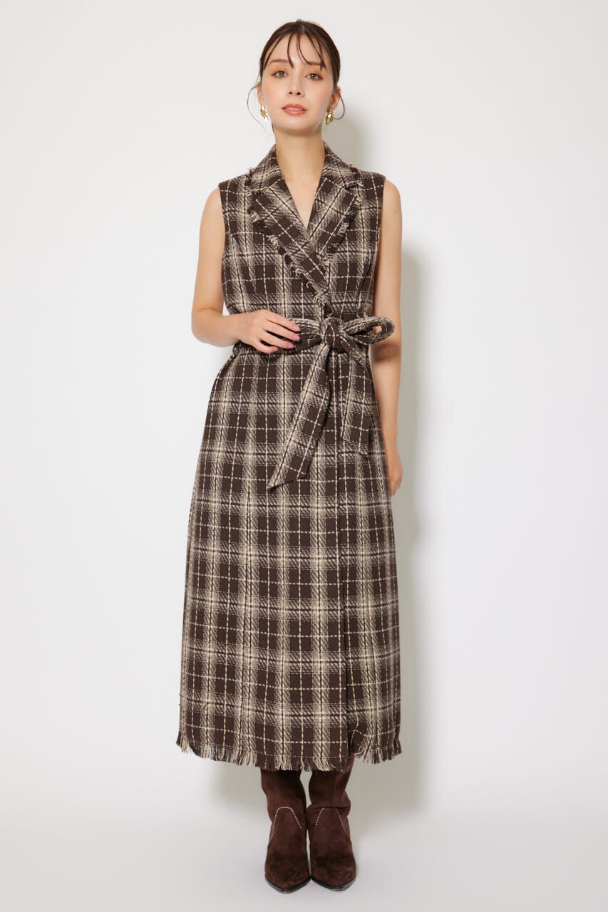 rienda「フリンジロングベスト」|ダウンベスト・ベスト|