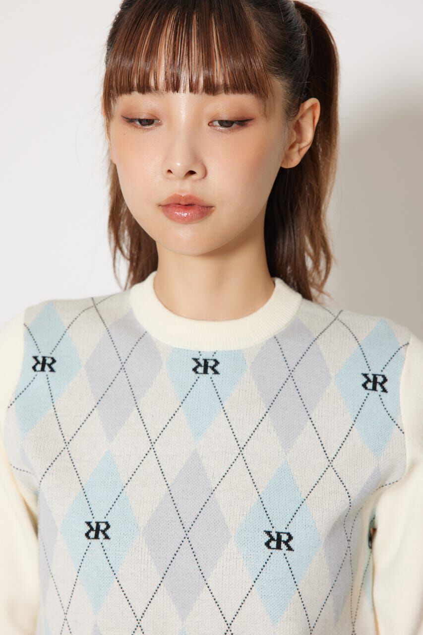 rienda「アーガイルジャガードニットトップス」|ニット・セーター|