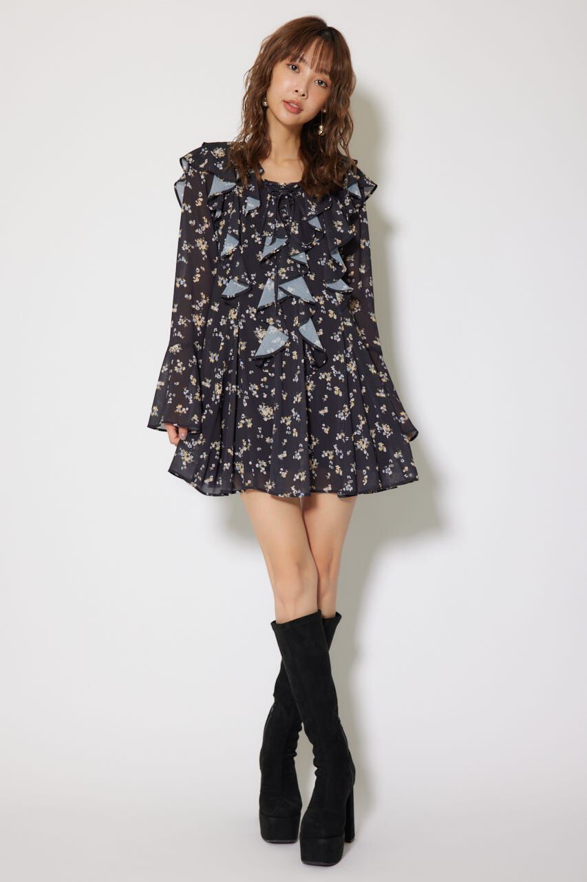 rienda「フリルフレアミニワンピース」|ワンピース|