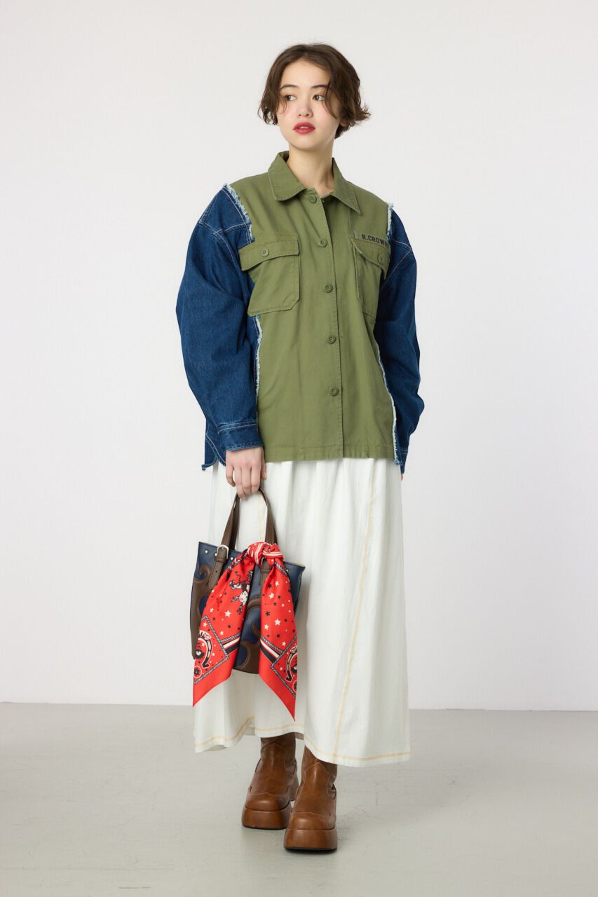 RODEO CROWNS「デニムドッキングミリタリールーズシャツ」|シャツ・ブラウス|