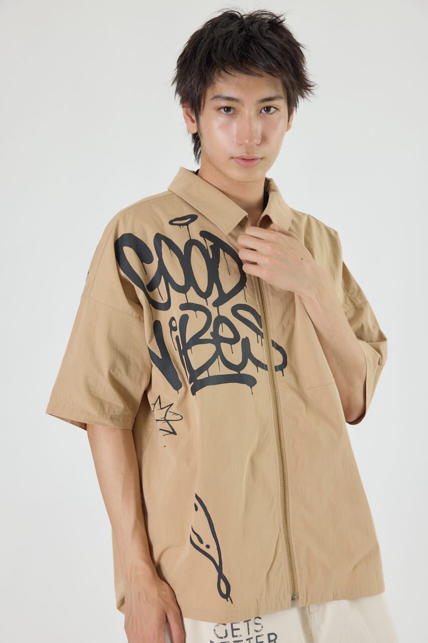 RODEO CROWNS「グラフィティーZIPシャツ」|シャツ・ブラウス|BEG