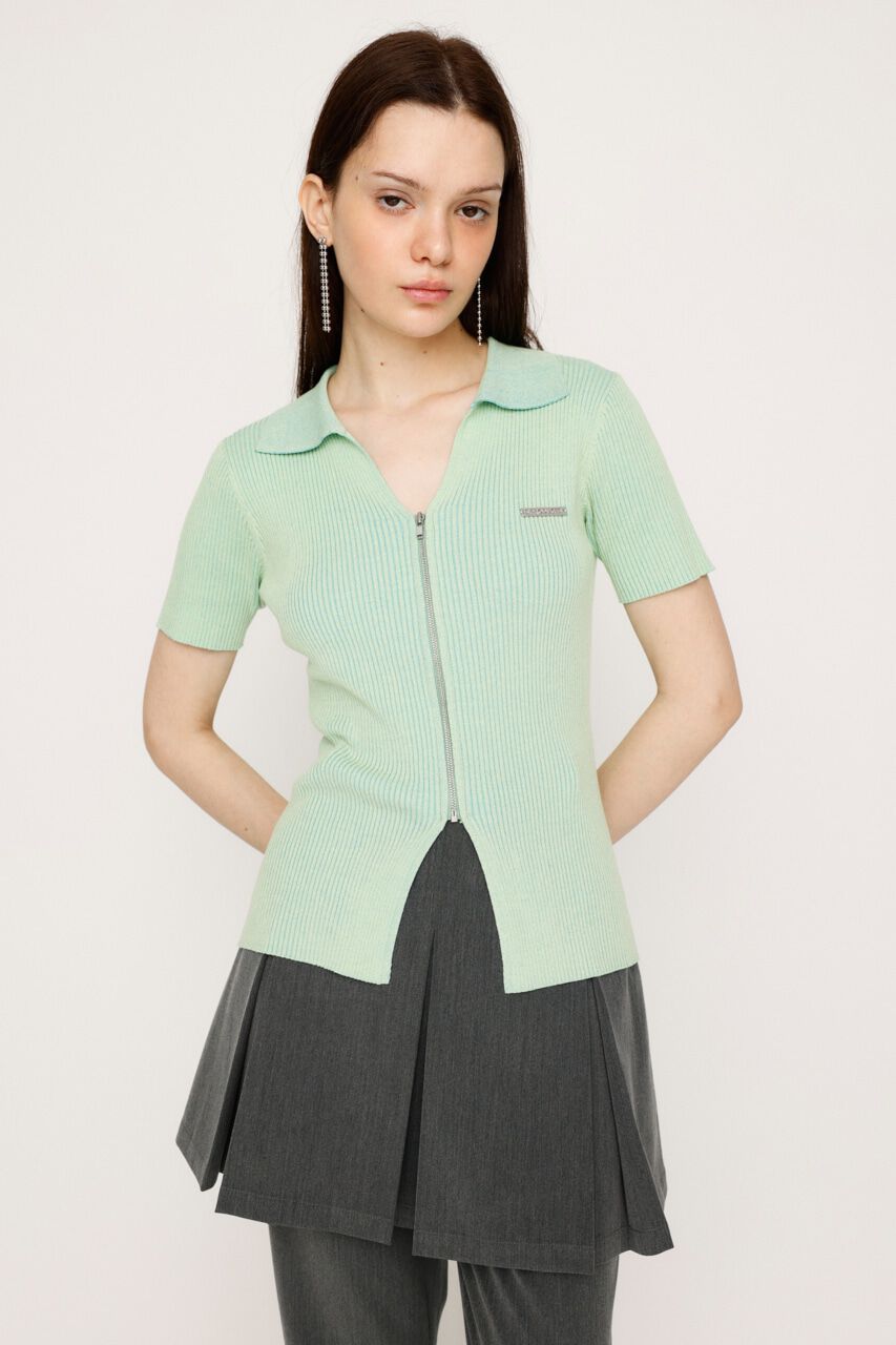 SLY「DUAL COLOR FRONT ZIP KNIT トップス」|ニット・セーター|
