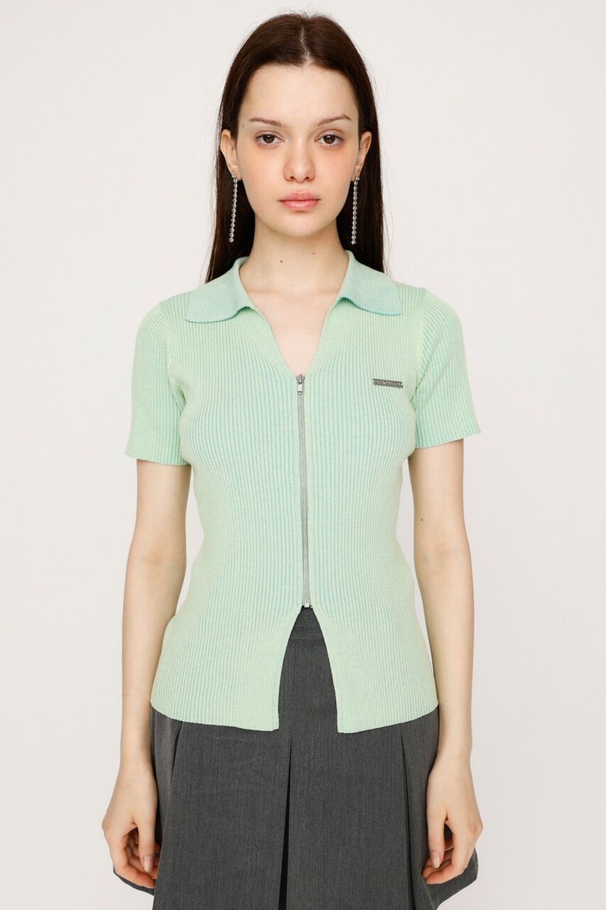 SLY「DUAL COLOR FRONT ZIP KNIT トップス」|ニット・セーター|