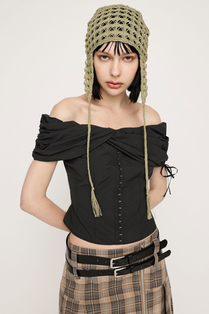 SLY「FRONT HOOK 2WAY SHOULDER ブラウス」|シャツ・ブラウス|L/BLK1