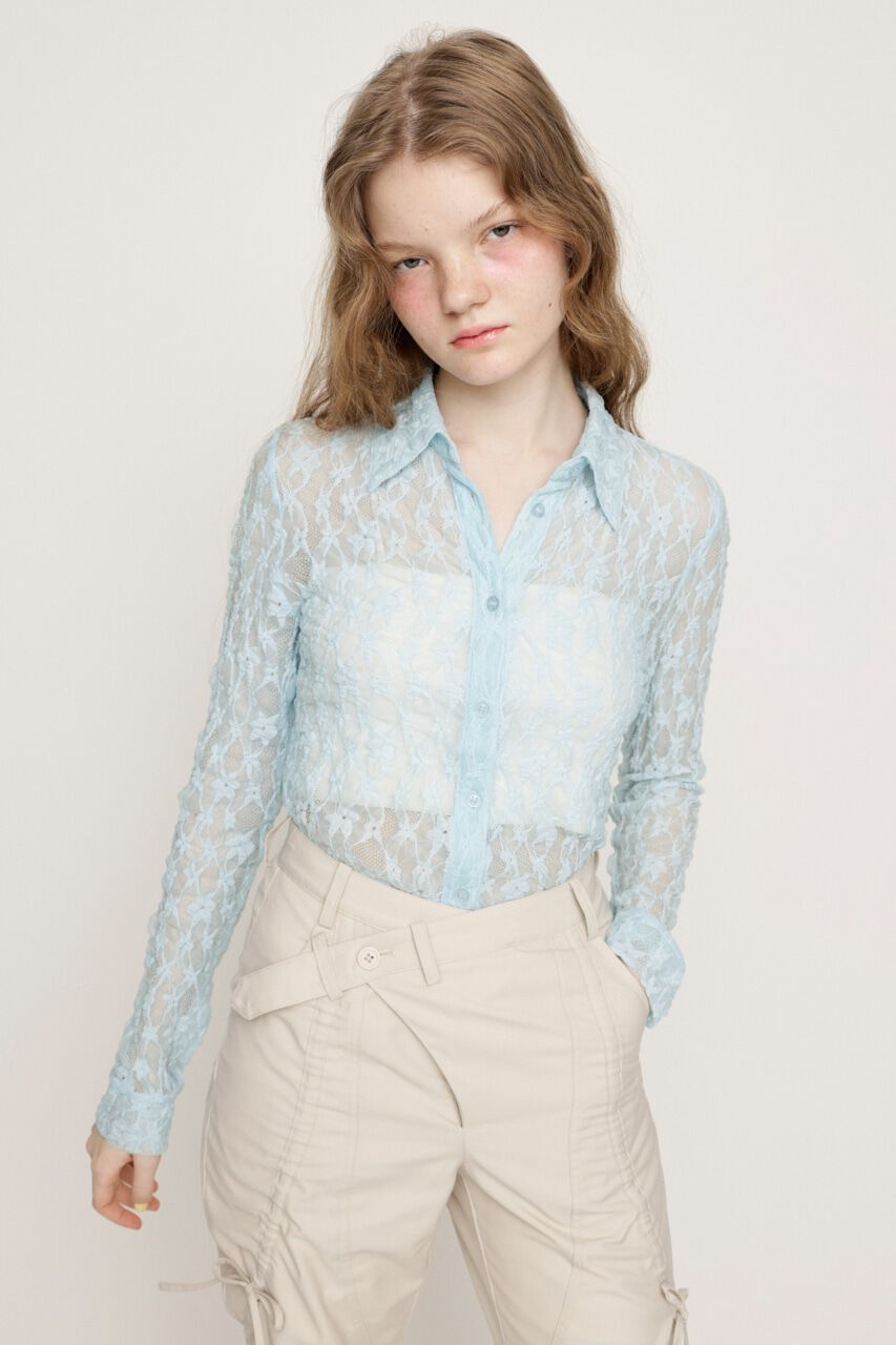 SLY「LACE COMPACT シャツ」|シャツ・ブラウス|L/BLU1