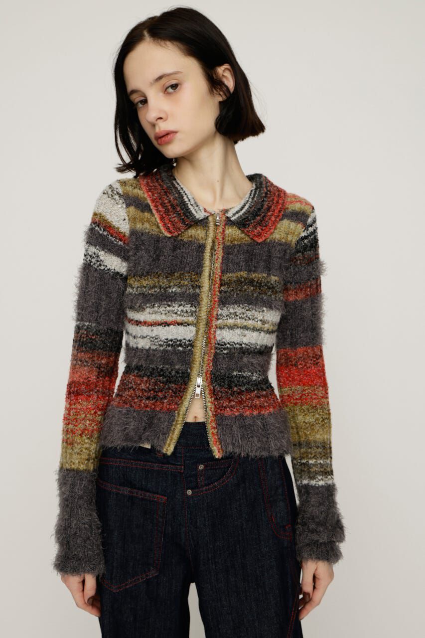 SLY「SHAGGY MIX FRONT ZIP トップス」|ニット・セーター|