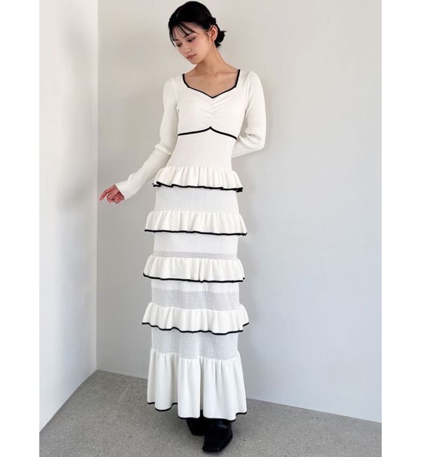 RESEXXY「フリルデザインIラインニットワンピース」|ワンピース|