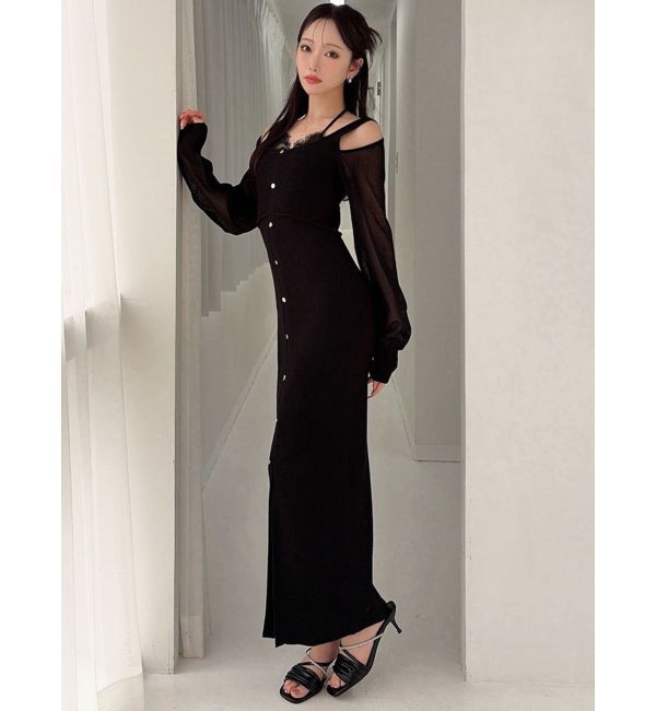 RESEXXY「レースレイヤードリブニットワンピース」|ワンピース|