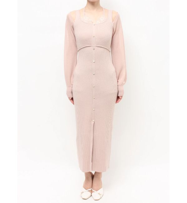 RESEXXY「レースレイヤードリブニットワンピース」|ワンピース|