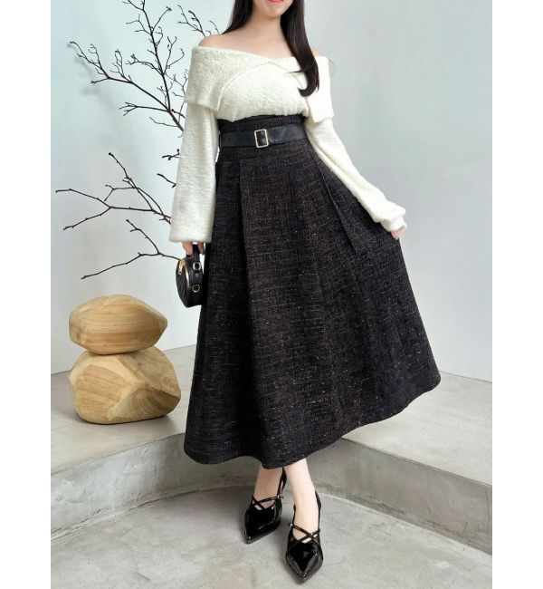 dazzlin「【WEB限定カラーあり】サイドタックベルトフレアスカート」|スカート|