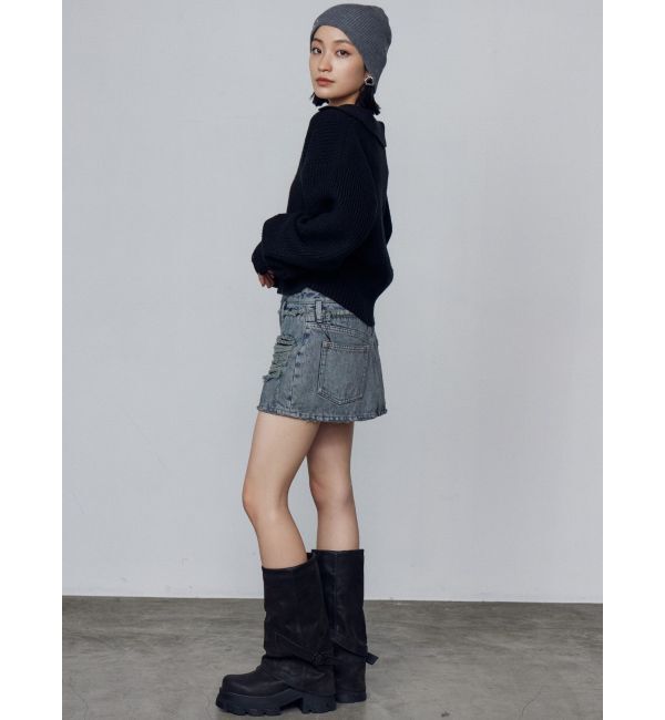 EMODA「レイヤーリップドデニムミニスカート」|スカート|