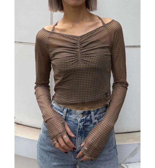 EMODA「ストラップシアートップス」|Tシャツ・カットソー|ベージュ