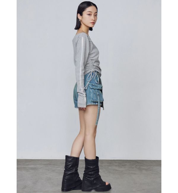 EMODA「ワイドネックサイドストリングトップス」|Tシャツ・カットソー|