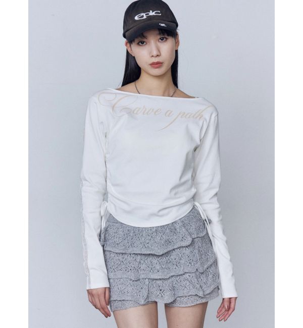 EMODA「ワイドネックサイドストリングトップス」|Tシャツ・カットソー|