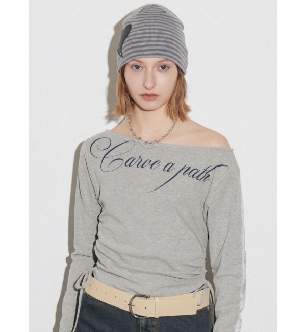 EMODA「ワイドネックサイドストリングトップス」|Tシャツ・カットソー|グレー