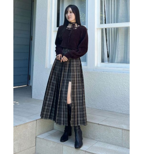 MERCURYDUO「オリジナルチェックプリーツレイヤードスカート」|スカート|