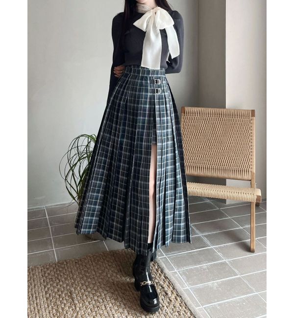 MERCURYDUO「オリジナルチェックプリーツレイヤードスカート」|スカート|