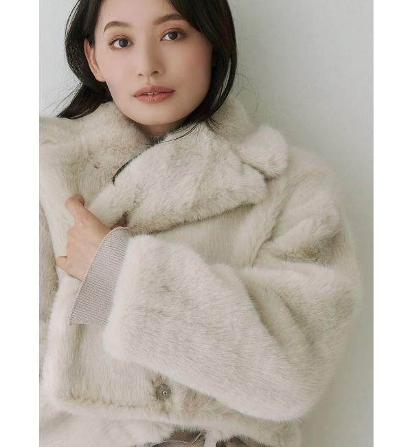 MERCURYDUO「テーラードカラーフェイクファーショートコート」|その他|