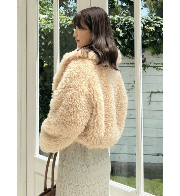 MERCURYDUO「テーラードカラーフェイクファーショートコート」|その他|