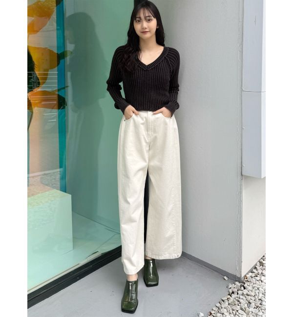 MURUA「ブリーチVネッククロップドニット」|ニット・セーター|