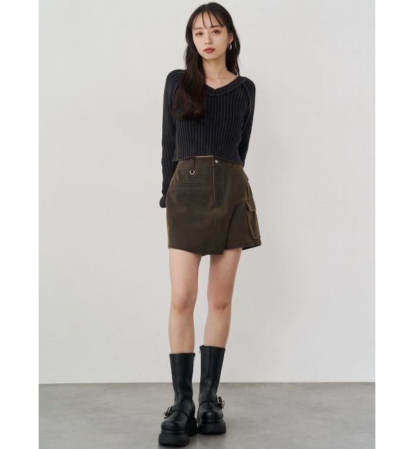 MURUA「ブリーチVネッククロップドニット」|ニット・セーター|