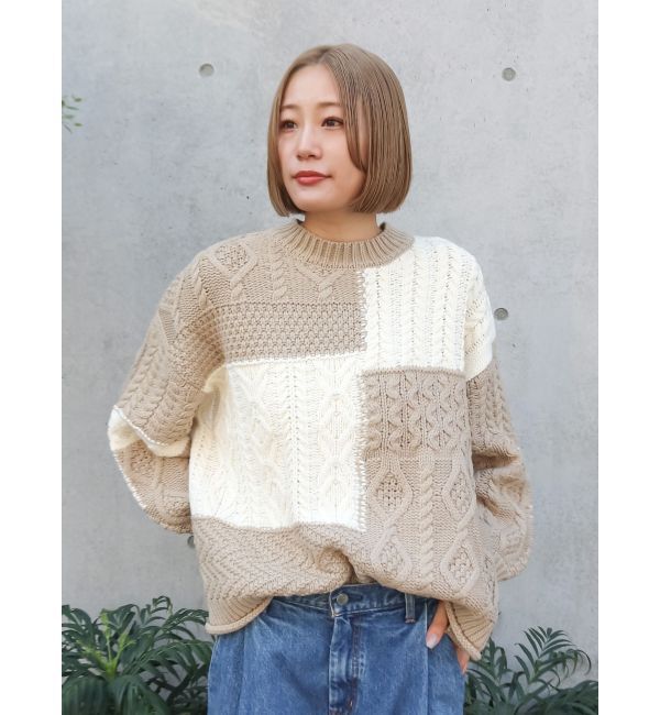 Ungrid「【WEB限定】パッチワークケーブルニット」|ニット・セーター|