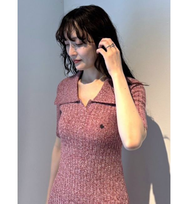 LAGUNAMOON「【POLO BCSコラボ】カラーネックメランジケーブルニットワンピース」|ワンピース|レッド