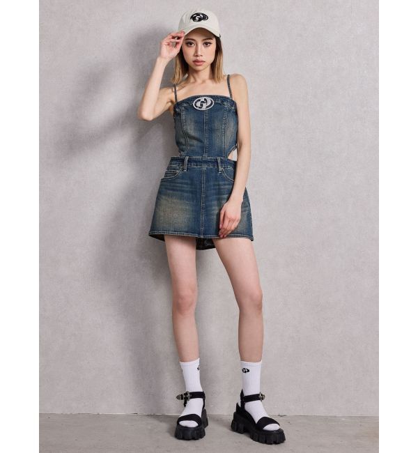 GYDA「GD MOLD SIDE OPENスカートライクデニムワンピース」|ワンピース|