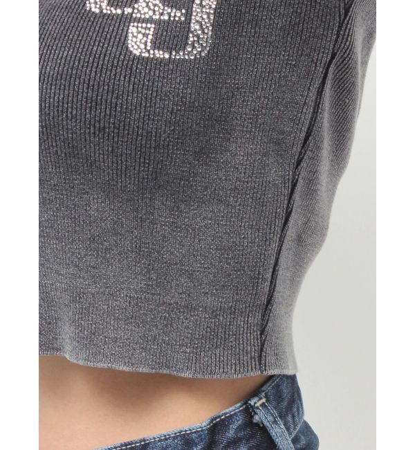 GYDA「GG bijou ZIPブリーチニットショートトップス」|ニット・セーター|