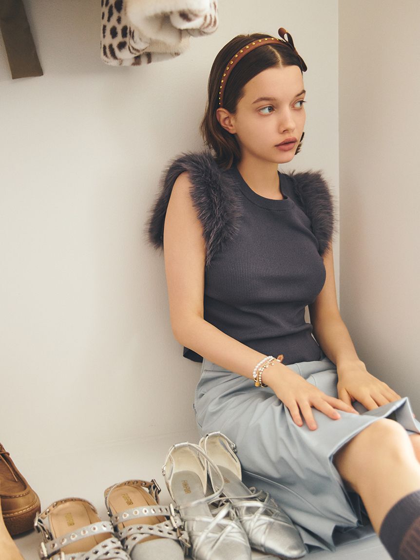 FURFUR「レザーライクミディスカート」|スカート|