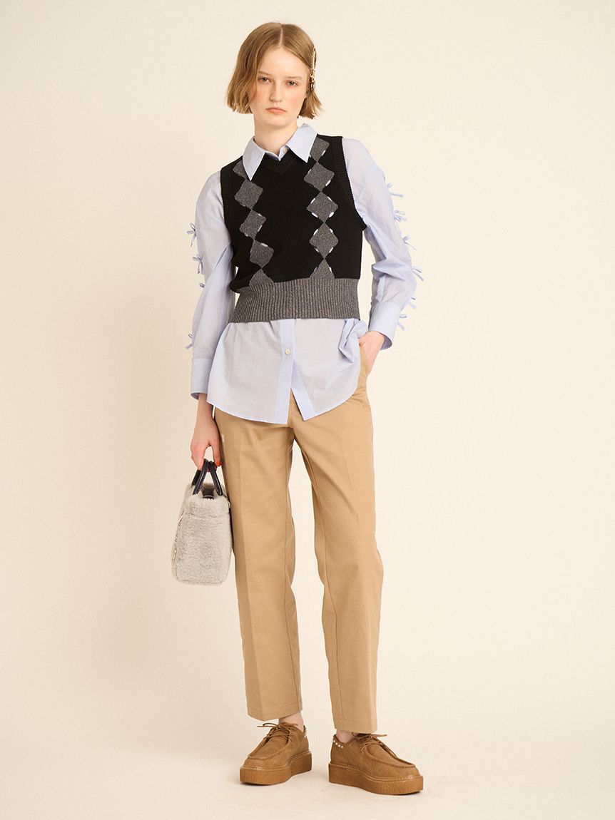 FURFUR「スリットアーガイルベスト」|ダウンベスト・ベスト|