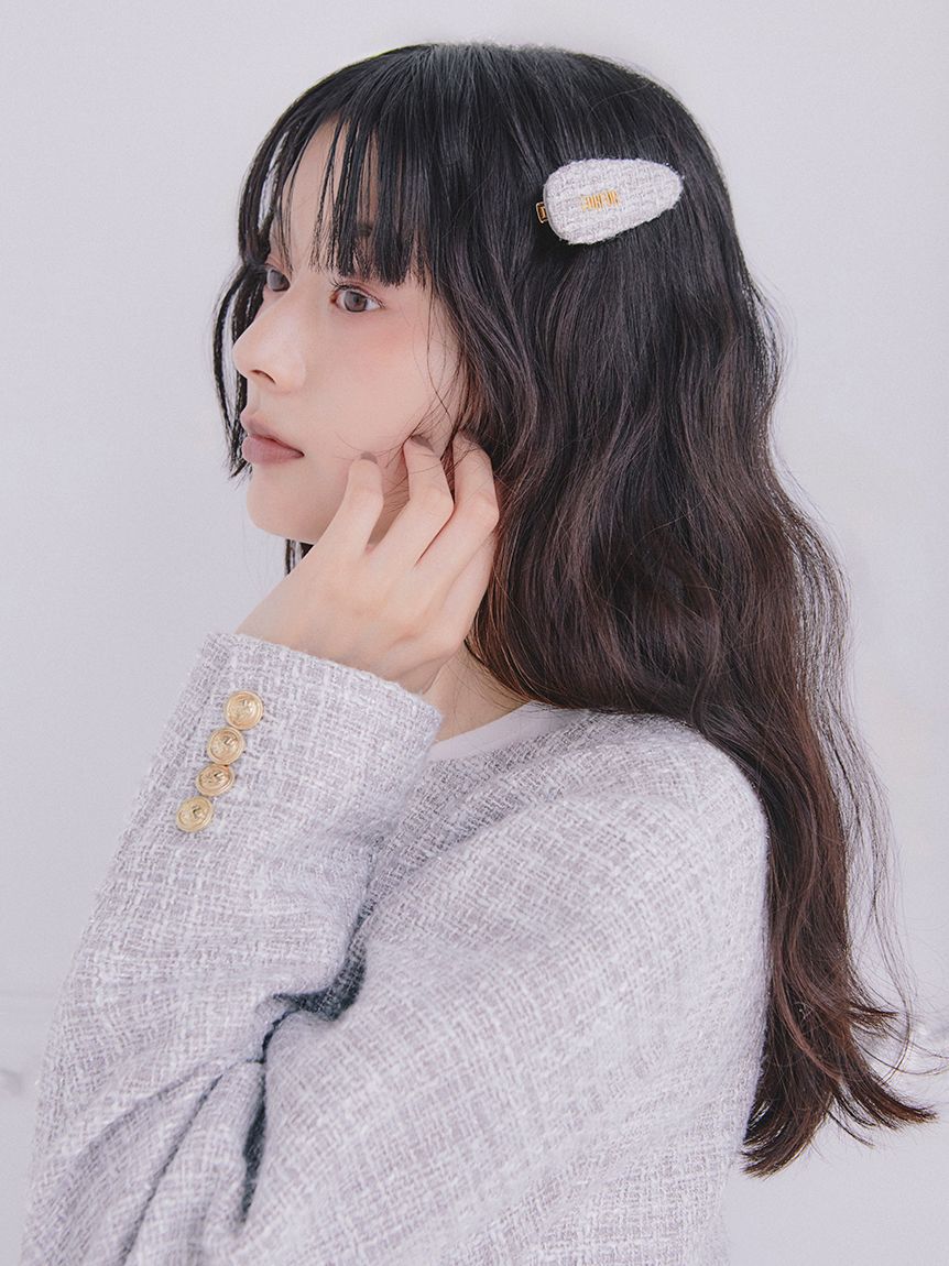 FURFUR「【限定カラー】ツイードロゴヘアピン」|ヘアバンド|