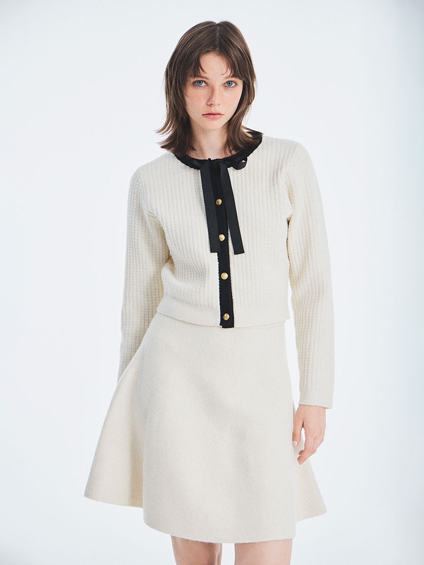 FURFUR「【WEB・一部店舗限定カラー】ボウタイトリムニットセットアップ」|ワンピース|