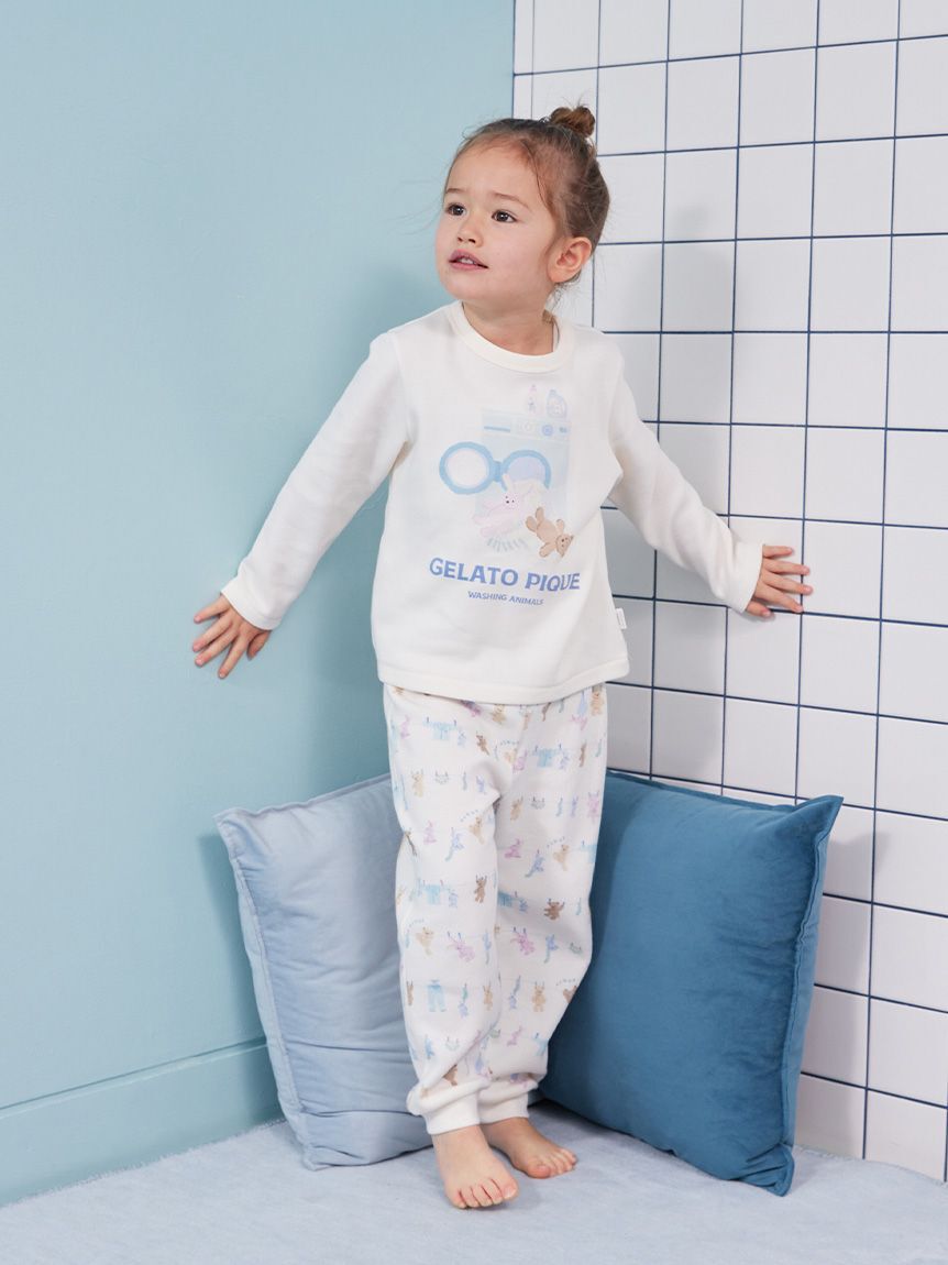 GELATO PIQUE KIDS & BABY「【KIDS】ウォッシングアニマルワンポイントロンT」|ルームウェア|