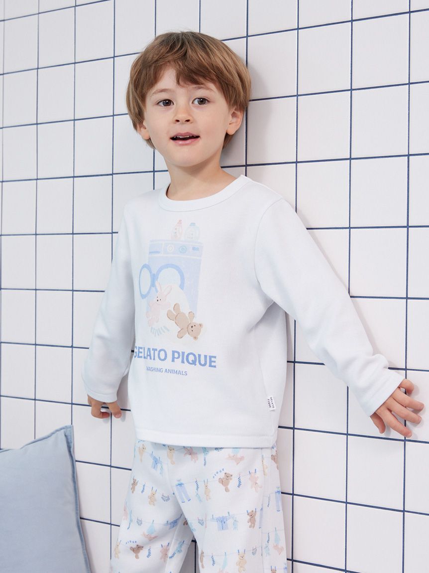 GELATO PIQUE KIDS & BABY「【KIDS】ウォッシングアニマルワンポイントロンT」|ルームウェア|