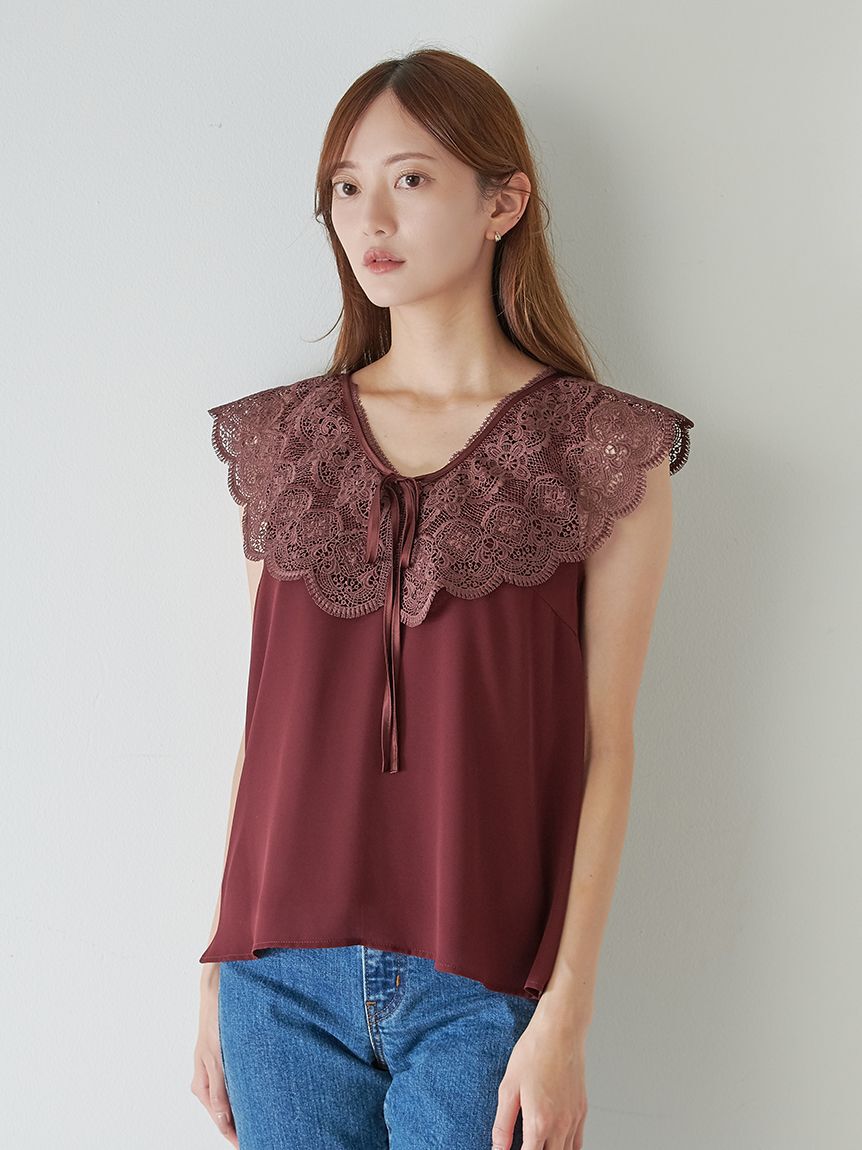 SNIDEL「エンブロイダリーレースカラーブラウス」|シャツ・ブラウス|