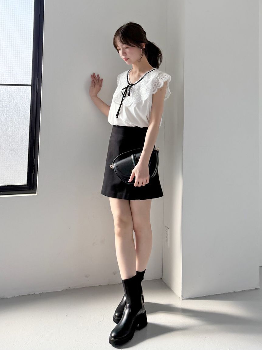 SNIDEL「エンブロイダリーレースカラーブラウス」|シャツ・ブラウス|