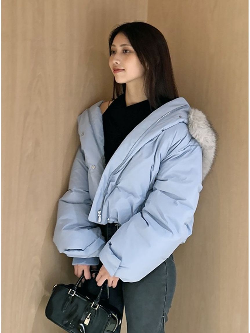 SNIDEL「【WEB限定カラーあり】西川フードファーショートダウン」|ダウン|BLU