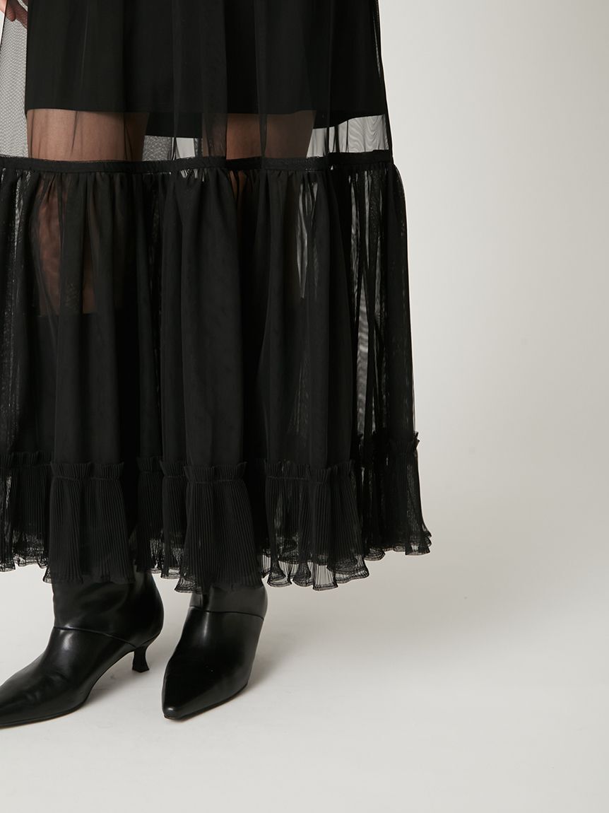 FRAY I.D「プリーツヘムチュールスカート」|スカート|