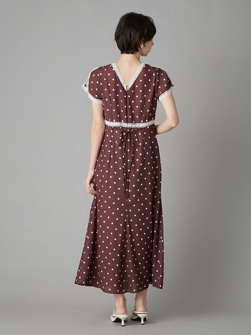 LILY BROWN「ロマンティックレーストリムプリントワンピース」|ワンピース|