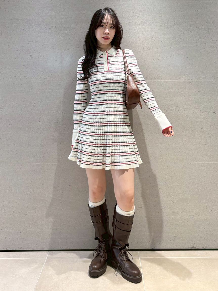 LILY BROWN「ロゴ刺繍ポロニットミニワンピース」|ワンピース|