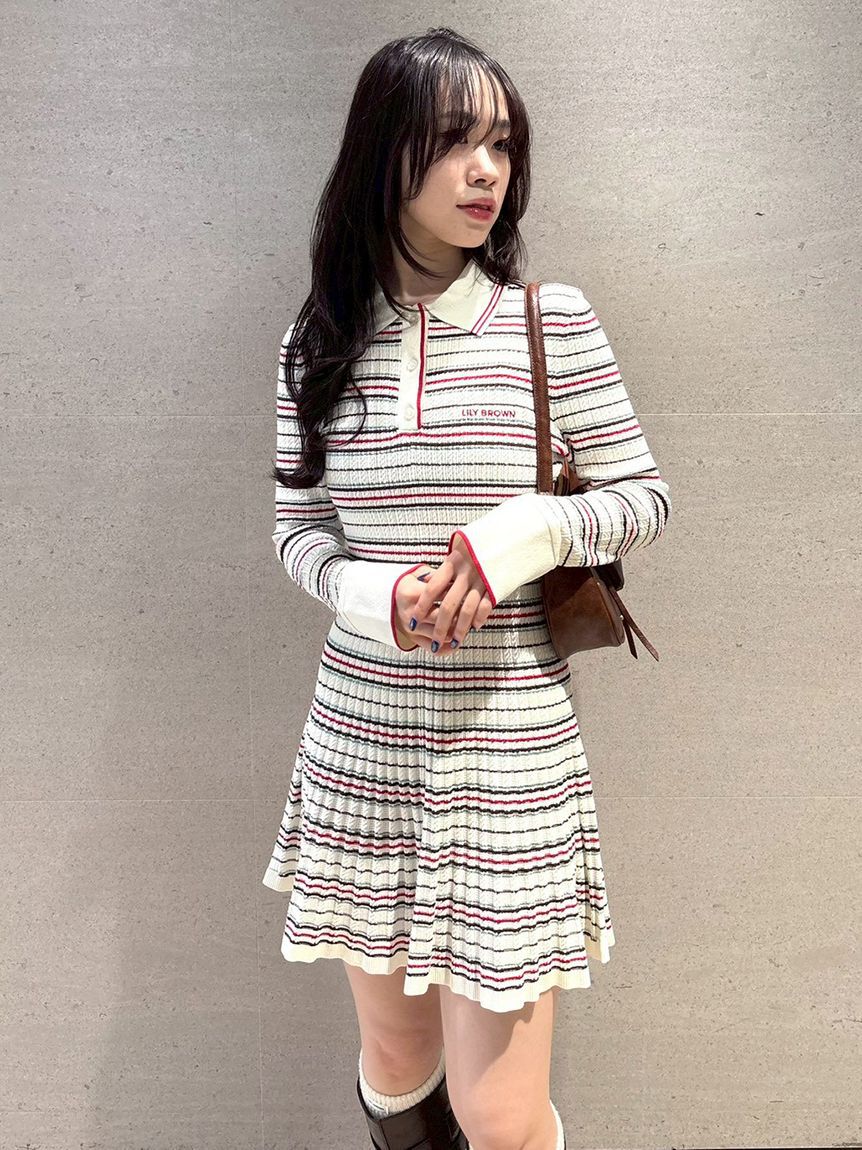LILY BROWN「ロゴ刺繍ポロニットミニワンピース」|ワンピース|