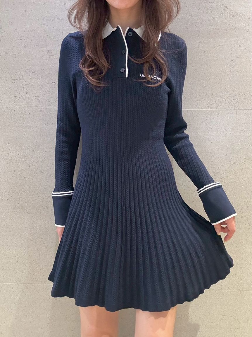 LILY BROWN「ロゴ刺繍ポロニットミニワンピース」|ワンピース|