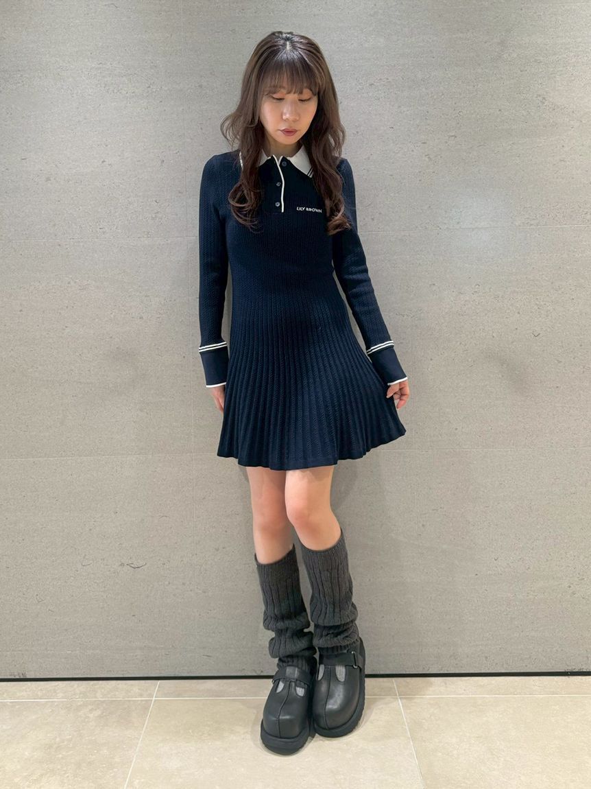 LILY BROWN「ロゴ刺繍ポロニットミニワンピース」|ワンピース|