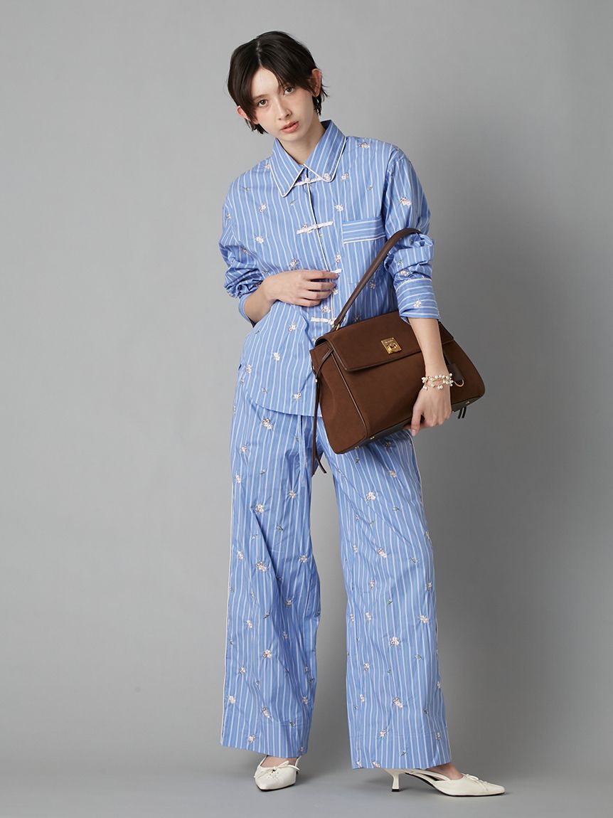 LILY BROWN「【LILY BROWN&times;KEITA MARUYAMA】レイヤードウエストストライプパンツ」|チノ|