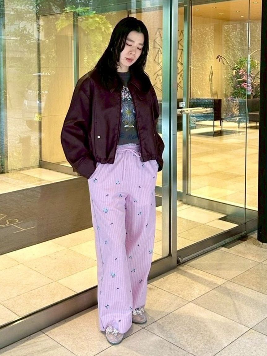 LILY BROWN「【LILY BROWN&times;KEITA MARUYAMA】レイヤードウエストストライプパンツ」|チノ|