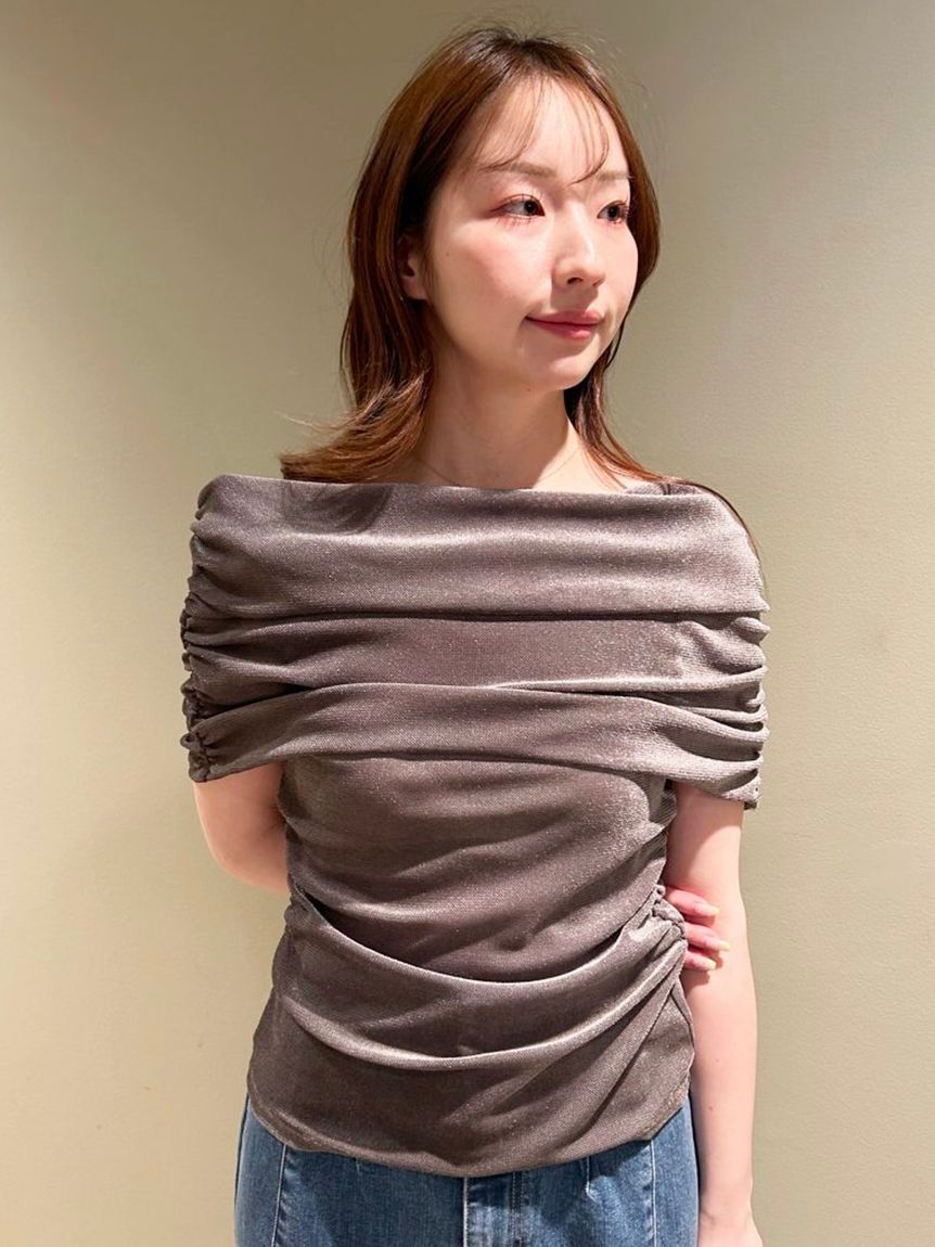 CELFORD「オフショルチュールベロアトップス」|Tシャツ・カットソー|GRY