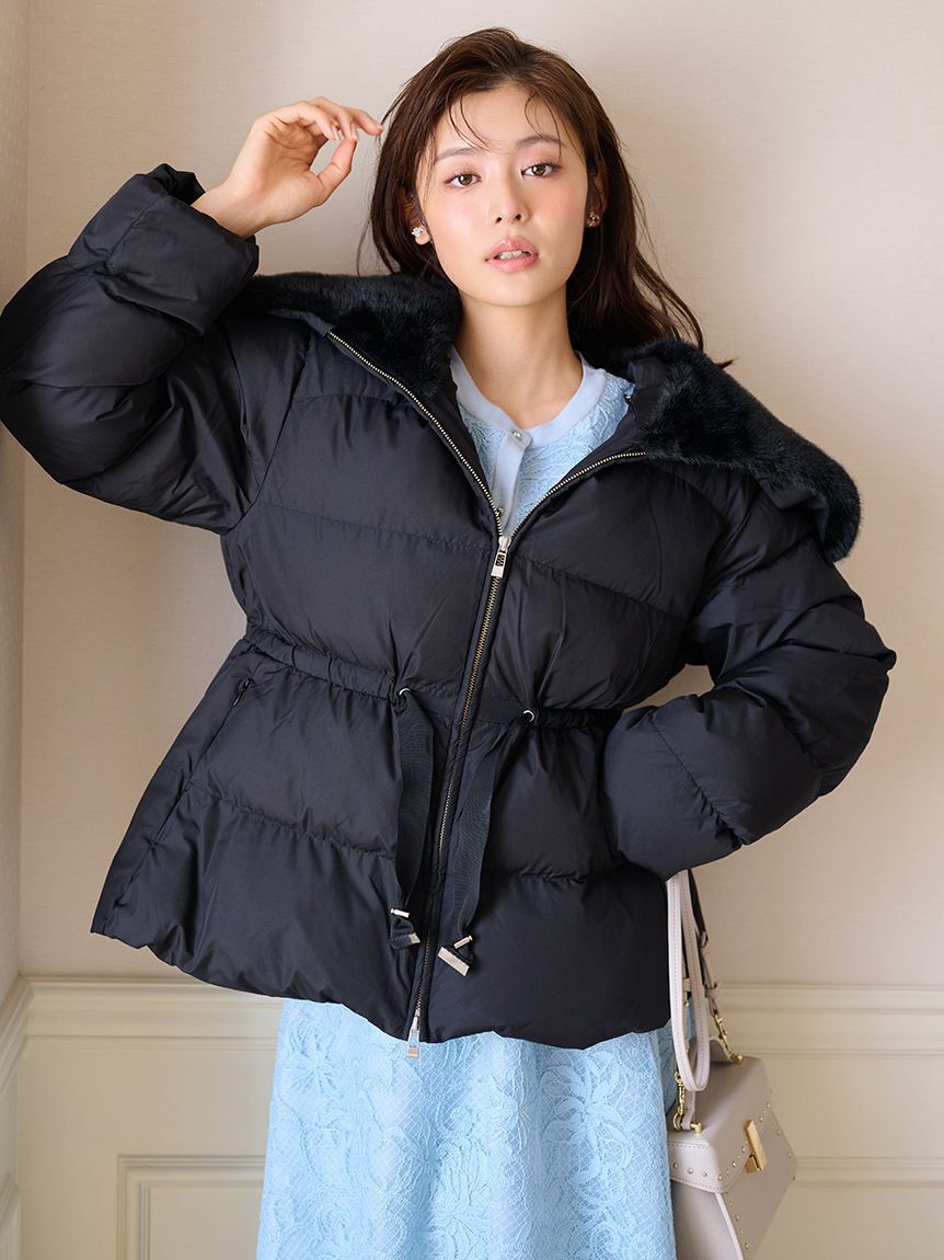 CELFORD「【撥水加工】ファー襟付きキルティングショートコート」|ダウン|